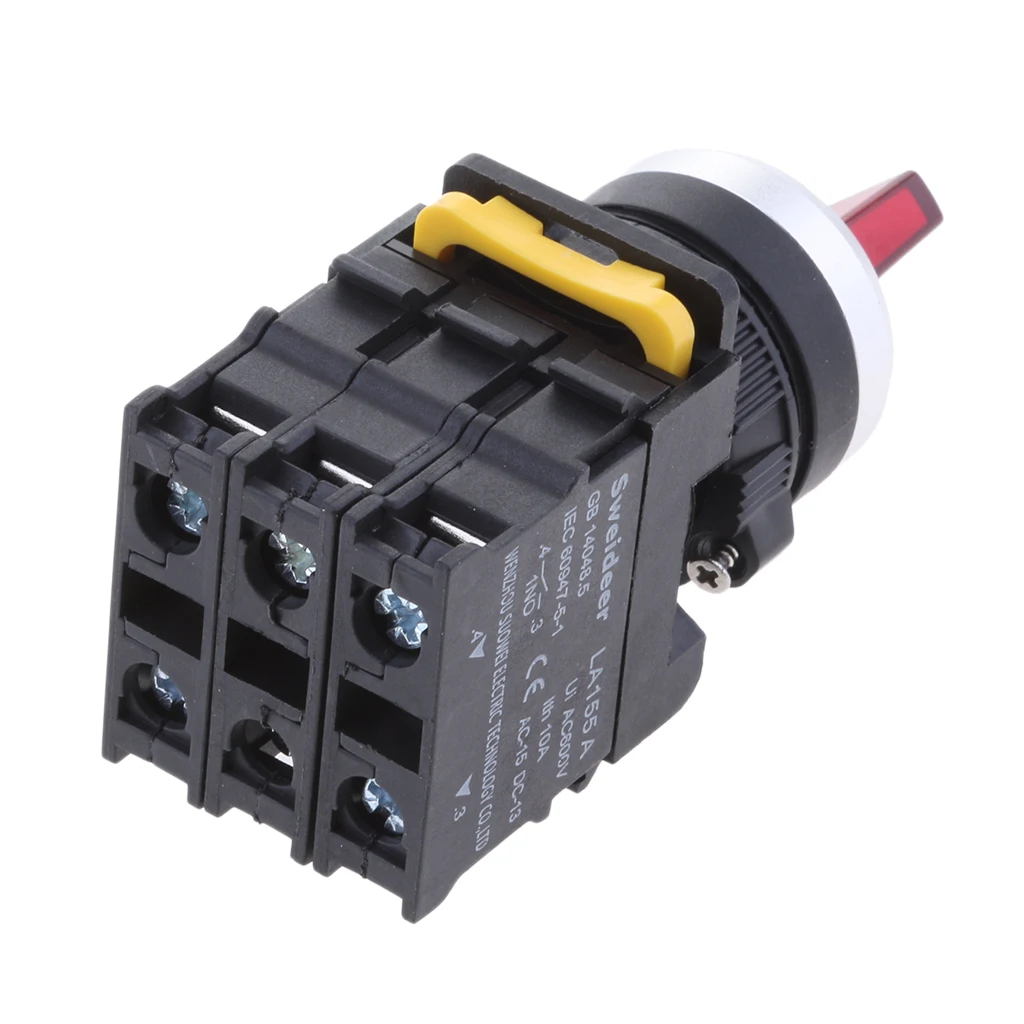 3 шт. LA155A Ui 600V 10A поворотный переключатель 1NO 1NC DPST фиксация 22 мм