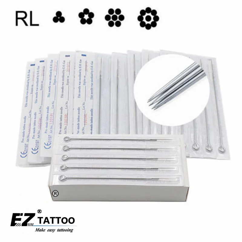 

50 Pieces/Box Disposable Sterile Round Liner Tattoo Needles for Standard Tattoo Machine & Grips 1/3/5/7/9/11/13/15RL