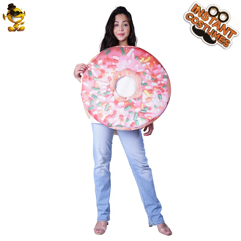 

Хэллоуин унисекс косплей клубника пончик костюм с забавной едой маскарадный костюм вкусный пончик туника для женщин