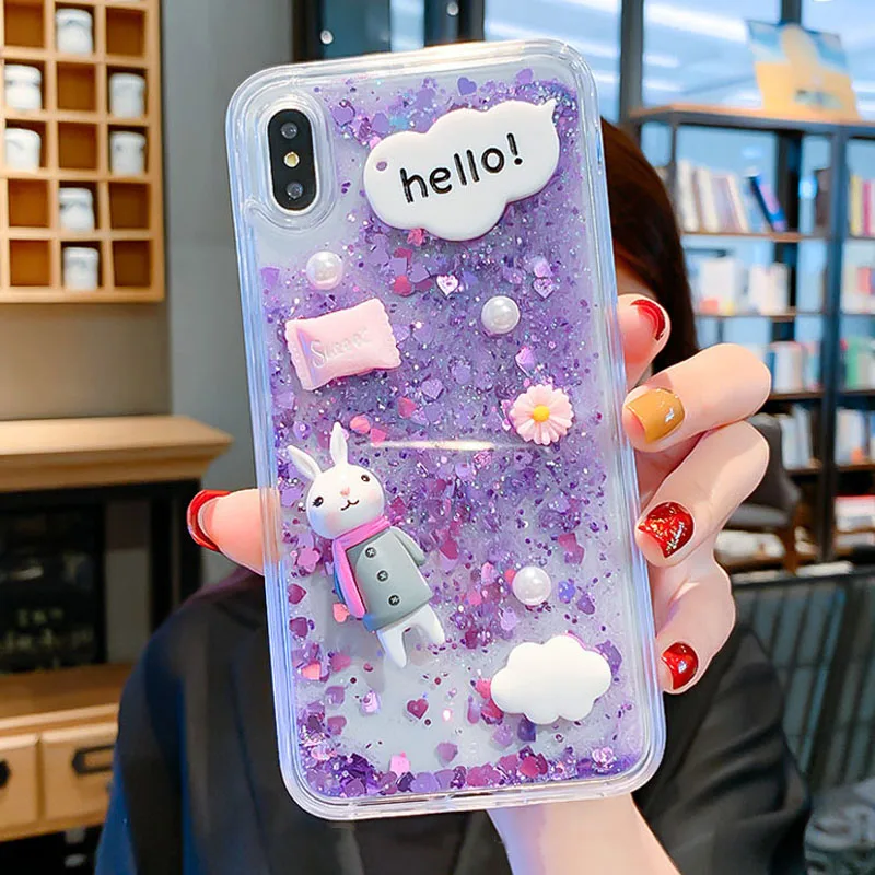 Высококачественный защитный чехол для OPPO RX17 Neo A5S A3S F11 F9 R17 R15 Pro F5 F3 A59 A83 F1S Рено чехол 3D кролика Bling с блестками жидким песком чехол для телефона