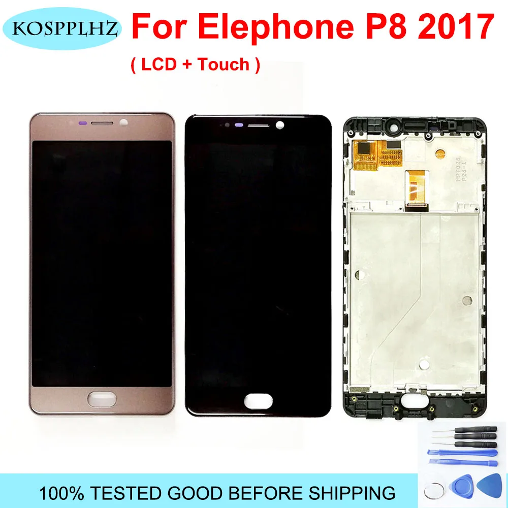 Skup Oryginalny przetestowany wyświetlacz LCD do wyświetlacza LCD Elephone P8 2017 + montaż digitizera ekranu dotykowego + ramka do Elephone P8 (2017) + narzędzia