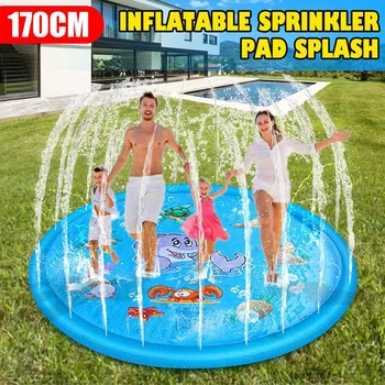 

170cm Children Play Water Mat Games Beach Pad Kids Outdoor Water Spray Beach Mat Lawn Inflatable Sprinkler Cushion Toys Cushion