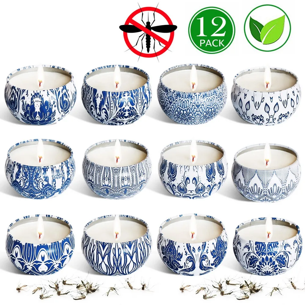 12 Pcs AntiMosquitoes Citronella Candle Outdoor Indoor Soy Wax