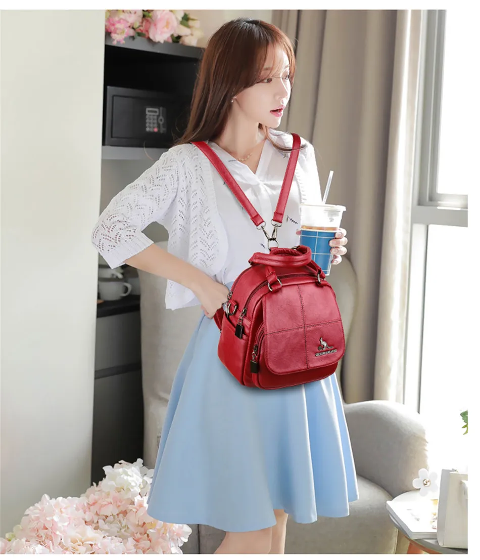 Bagpack Luxury Women Backpack Leather Backpacks for Teenage Girls Female School Shoulder Bags For Women mochila feminina