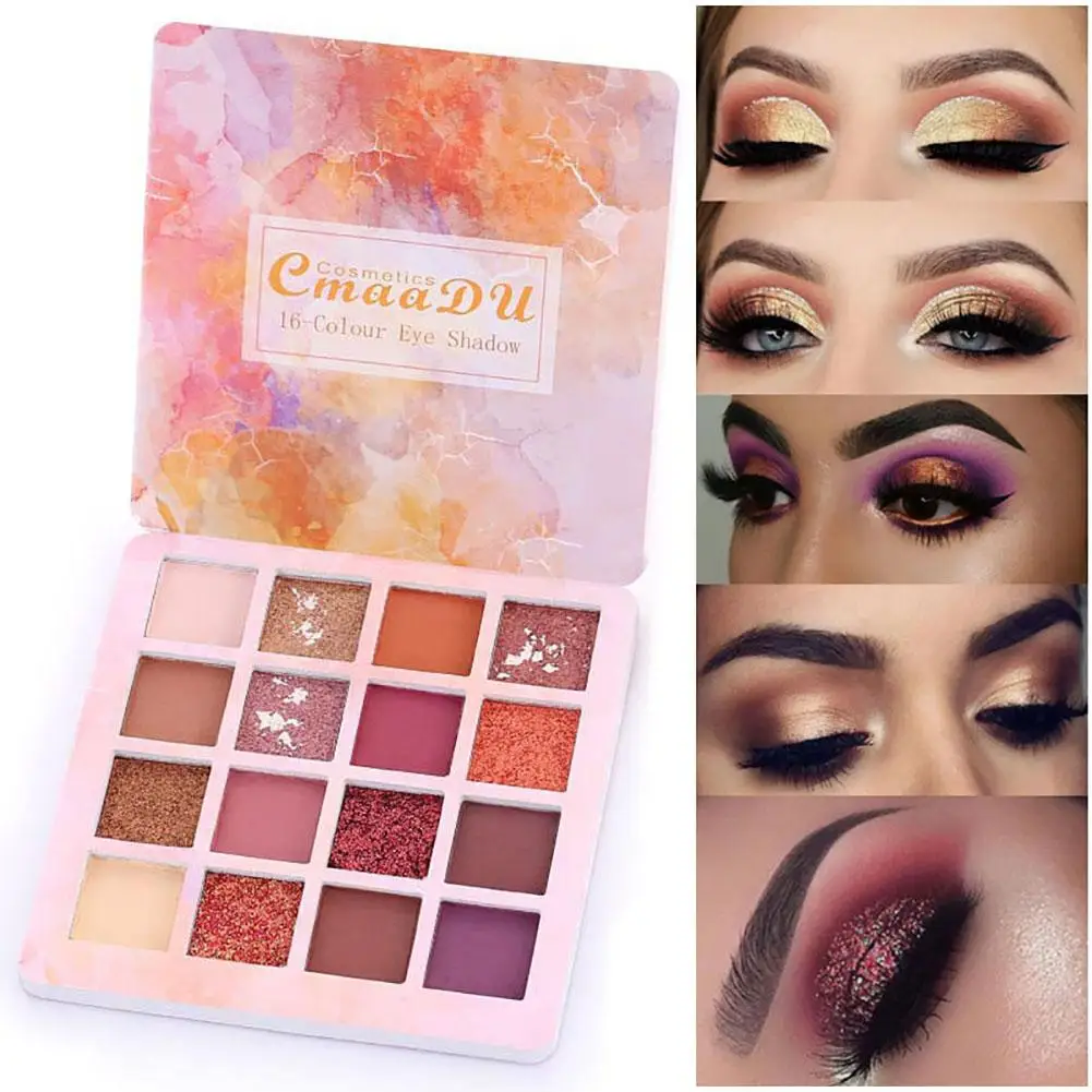 

Nude Eye Shadow Beauty Palette Makeup Kit 16 Colors Matte Shimmer Glitter Eyeshadow Powder Waterproof Pigmented