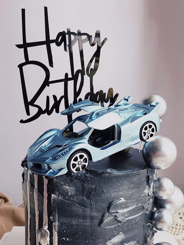 Sports Car Scissor  gate Cake Topper for Baby Shower Birthday Party Decor Boy Gifts Locomotive Wedding Dessert Baking Supplies