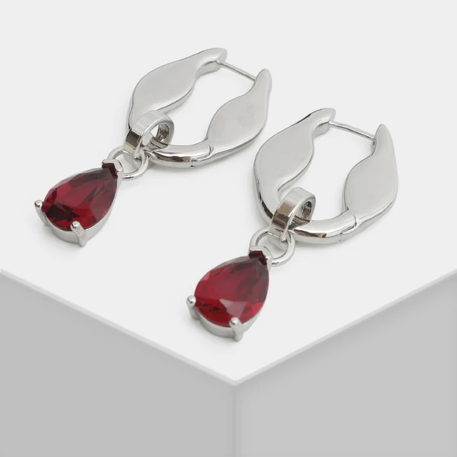 punk cystal pendant earrings for women exaggerated dangle earrings peal earrings party jewelry geo for girlfriend gift SILVER-RED