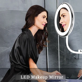 

Led Makeup Mirror with Suction Cup M135 LED Vanity Mirror with Lights LED Round Wall-mounted Bathroom Mirrors 10X Magnifying