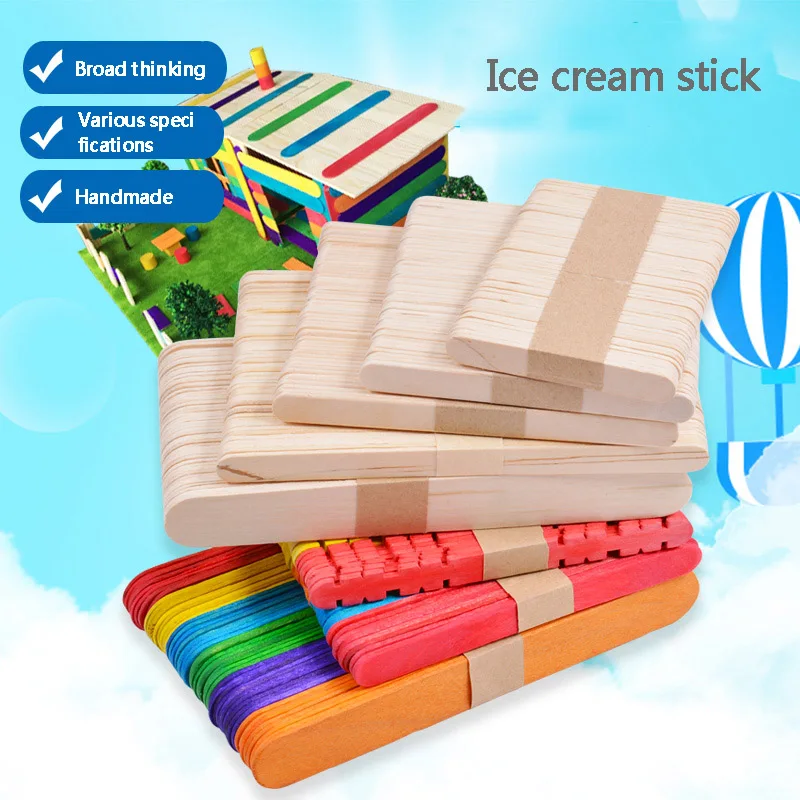 50Pcs popsicle stick Natural wooden ice cream stick Children make DIY tools by hand kitchen accessories home gadgets reusable