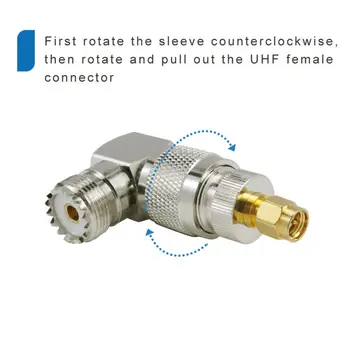 

UHF SO-239 Female to UHF PL-259 Male Right Angle 90 Degree RF Connector Adapter Connector A: UHF plug PL259