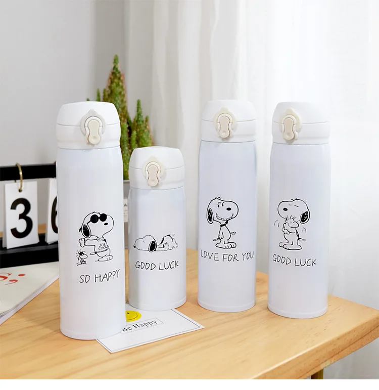 Best 500ML Thermocup Bouncing Cover Bottle Vacuum flask Pattern Thermal Mug Travel Thermos Cup Stainless Steel
