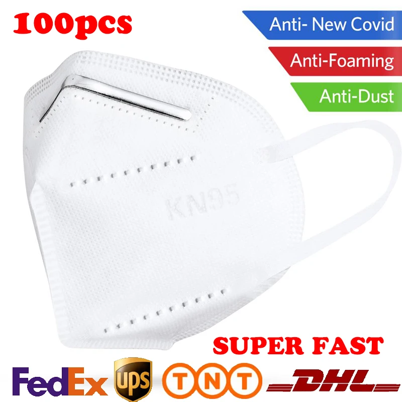 

100Pcs KN95 Face Mask Non Woven Folding Dust Antiviral Masks PM2.5 Dustproof KN95 Protective Mouth Muffle Cover