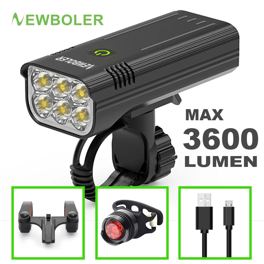 Newboler Bicycle Light 3600 Lumens Usb Chargeable Rainproof Mtb Bike