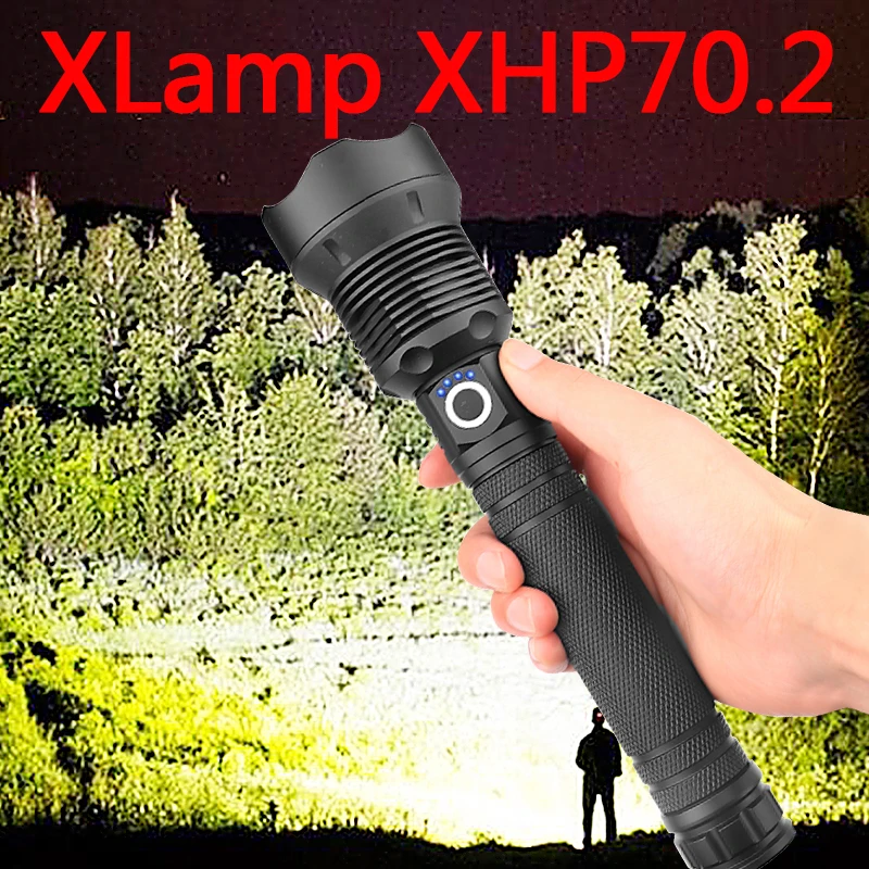 

120000 lumens Lamp XHP70.2 Most Powerful Flashlight USB Zoom Led Torch XHP70 XHP50 18650 or 26650 Battery Best Camping, Outdoor