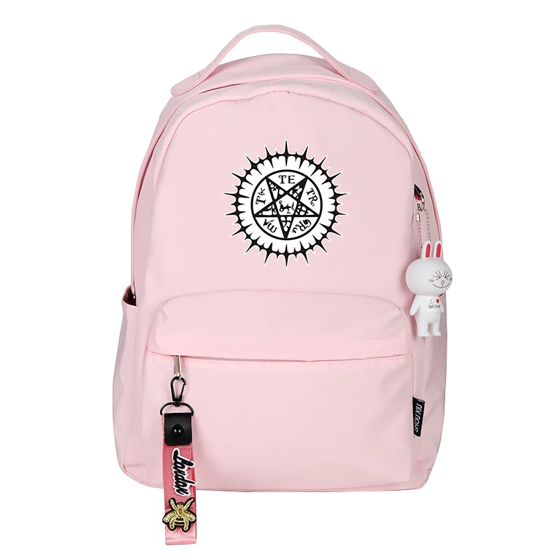 Hot Anime Black Butler Ciel Phantomhive Printing Backpack Cartoon Women Backpack Canvas Daypack Pink School Bags Rugzak - Цвет: GJF-WUXINGMANG