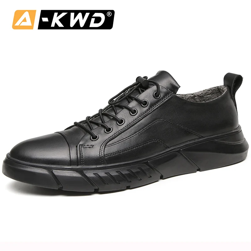 Black-Fur Роскошные дышащие мужские туфли с эластичным ремешком; Sapatos Homem; повседневная мужская обувь; модные кроссовки; брендовая мужская обувь из натуральной кожи на меху - Цвет: Black-Fur