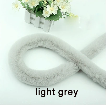 light grey Искусственный мех кролика рекс ленты пушистая отделка DIY пуховик Декор шитье костюм ремесла 1y высокое качество - Цвет: light grey