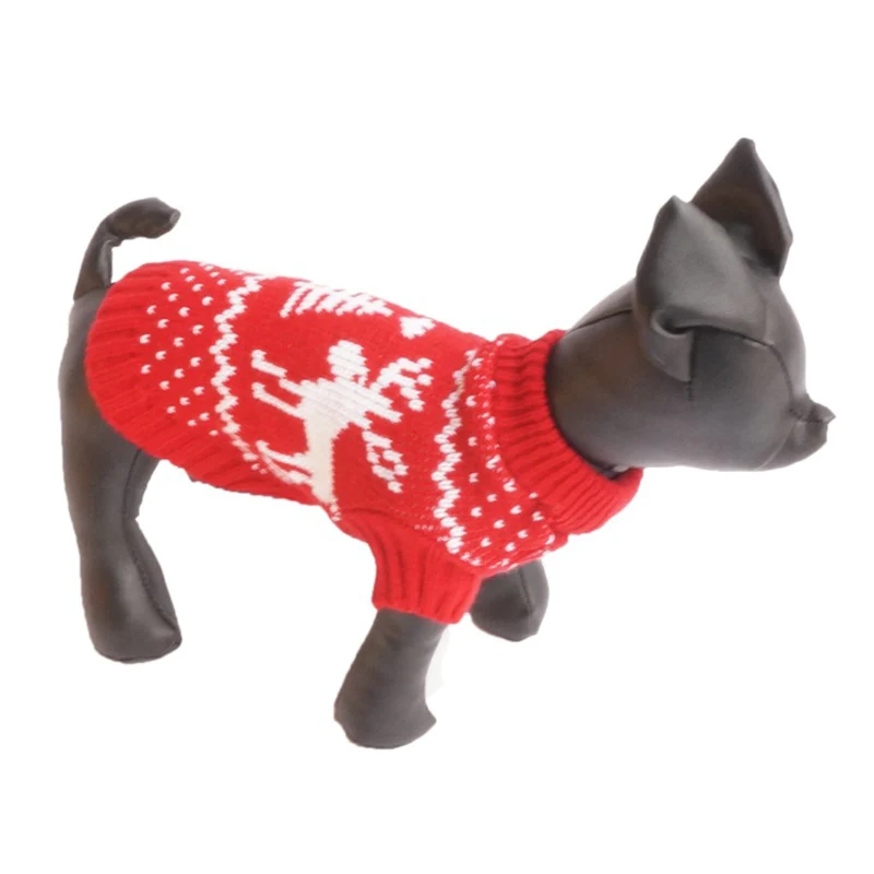 Рождественский олень свитер для собаки, для питомца собаки пуловер Трикотаж Осень Зима Одежда для Такс для маленьких и крупных собак плюшевый костюм XS-XXL