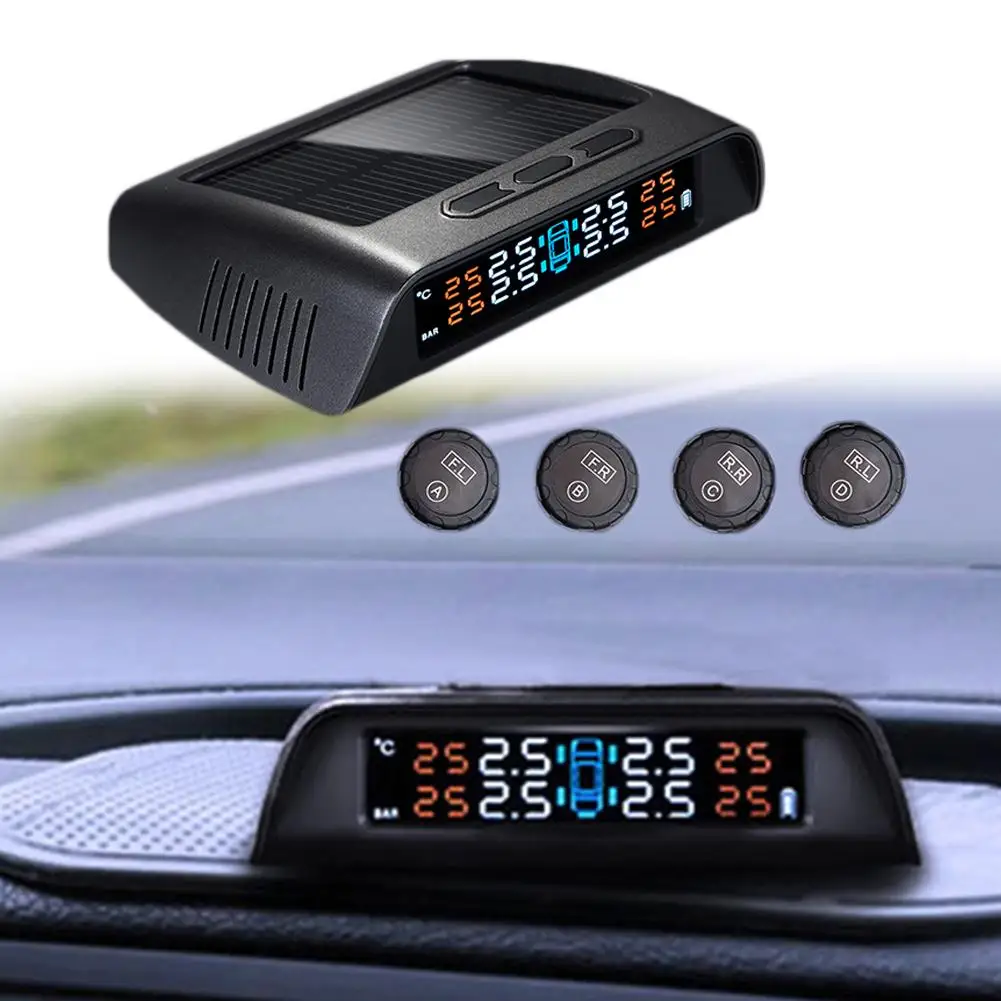Universal Solar Powered Tire Pressure Monitoring System Wireless TPMS Monitor