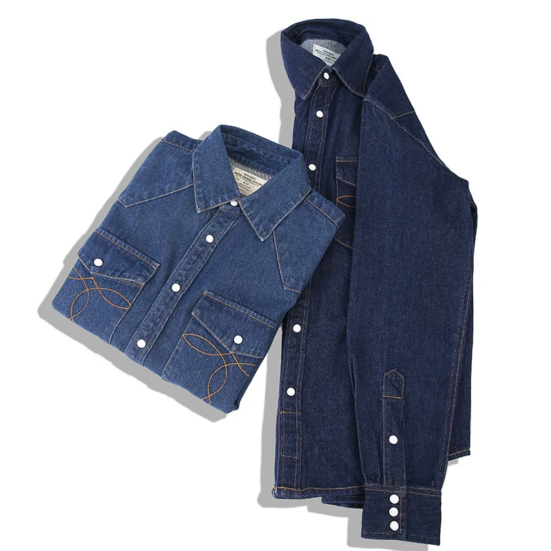 Ok1304 Retro Men Classic Denim Shirts 