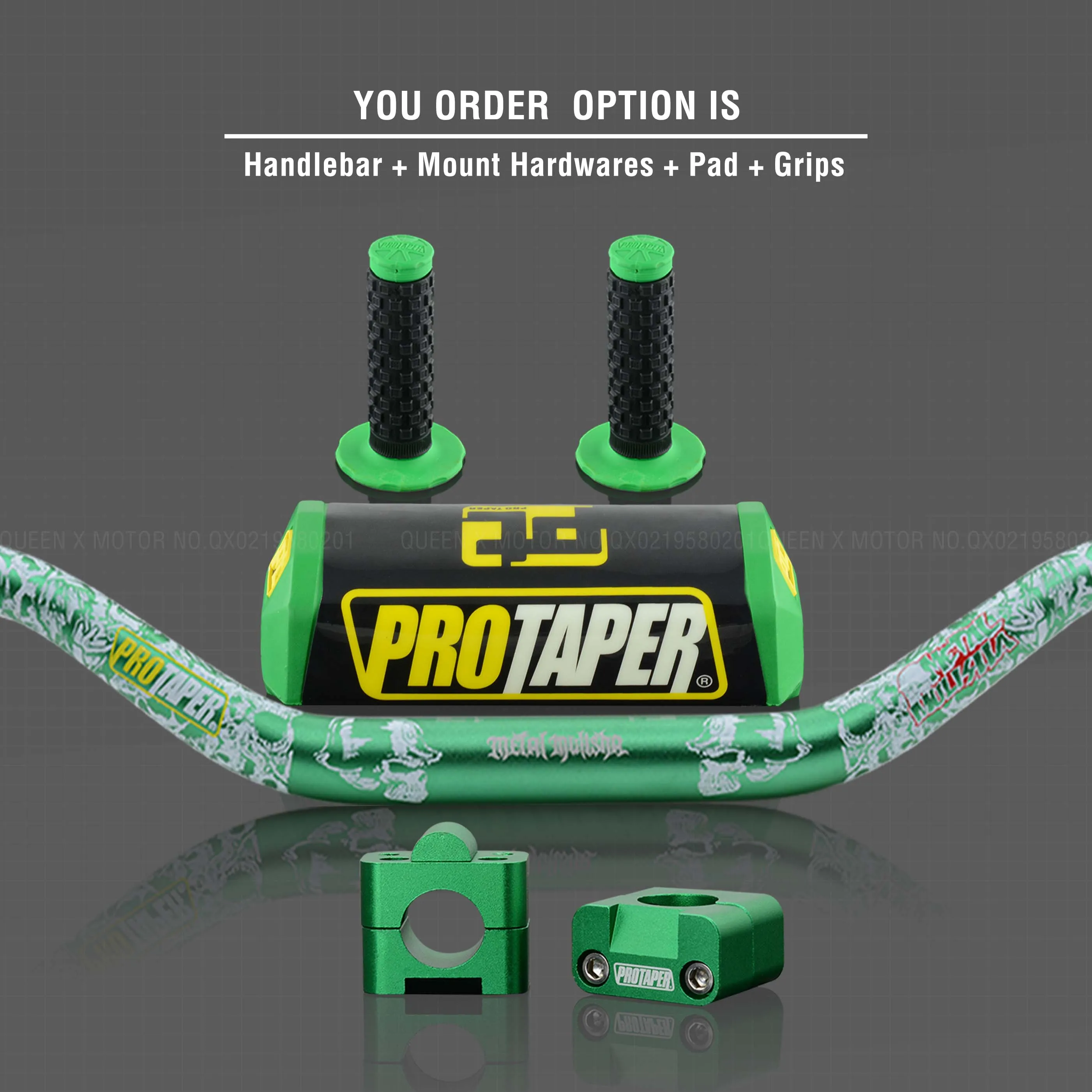 Руль для Pro Taper Pack Bar 1-1/" 6 дней Fatbar Колодки Ручки Pit Pro Racing Dirt Pit Bike мотоцикл с адаптер cnc - Цвет: Green Full Kit