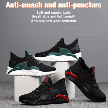 

Steel Toe Shoes Bresthable Sneakers Working Protection Shoes Lightweight Puncture-proof Labor Safety Comfortable Air Mesh Unisex