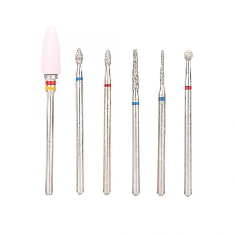 6pcs Nail Drill Bits Set with Case Stainless Steel Nail Bit Manicure Pedicure Polishing Machine Accessory for Nail Drill - Цвет: 4