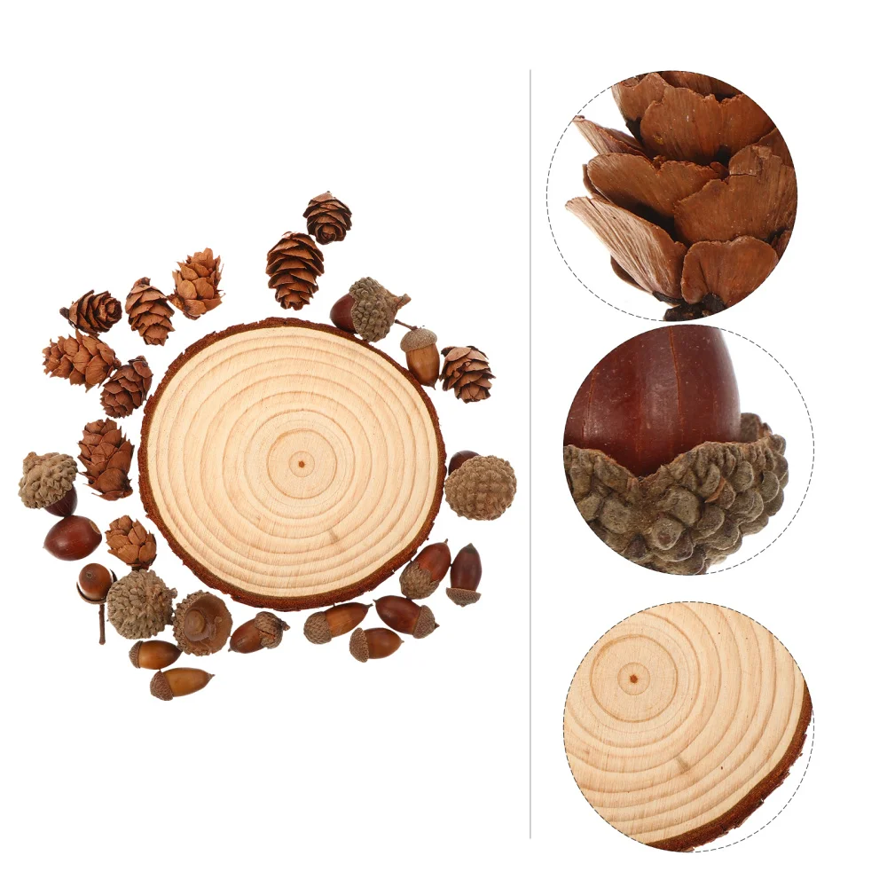 

26Pcs Simulation Acorn Pine Cone Ornaments Photo Decorative Props (Mixed Style)