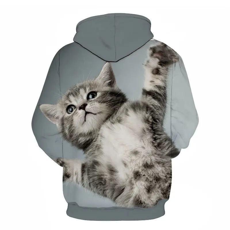 Kawaii толстовки с капюшоном с 3D принтом кошки негабаритных мужской женский свитер пуловер с длинным рукавом толстовки с капюшоном топы sudaderas