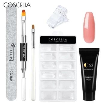 

COSCELIA Poly Nail Gel Acrylic Nail Gel Manicure Set Crystal LED UV Builder Gel Quick Fix Gel Extension Solution Tips