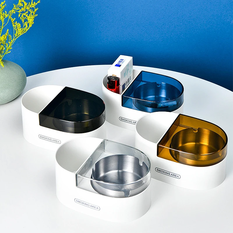 Hanging Cigarette Storage Rack Bathroom Wall Stainless Steel Ashtray Toilet Storage Cup Anti-fall DIY Europea Cigarette Tool Box cigarettes ashtray stainless steel ashtray