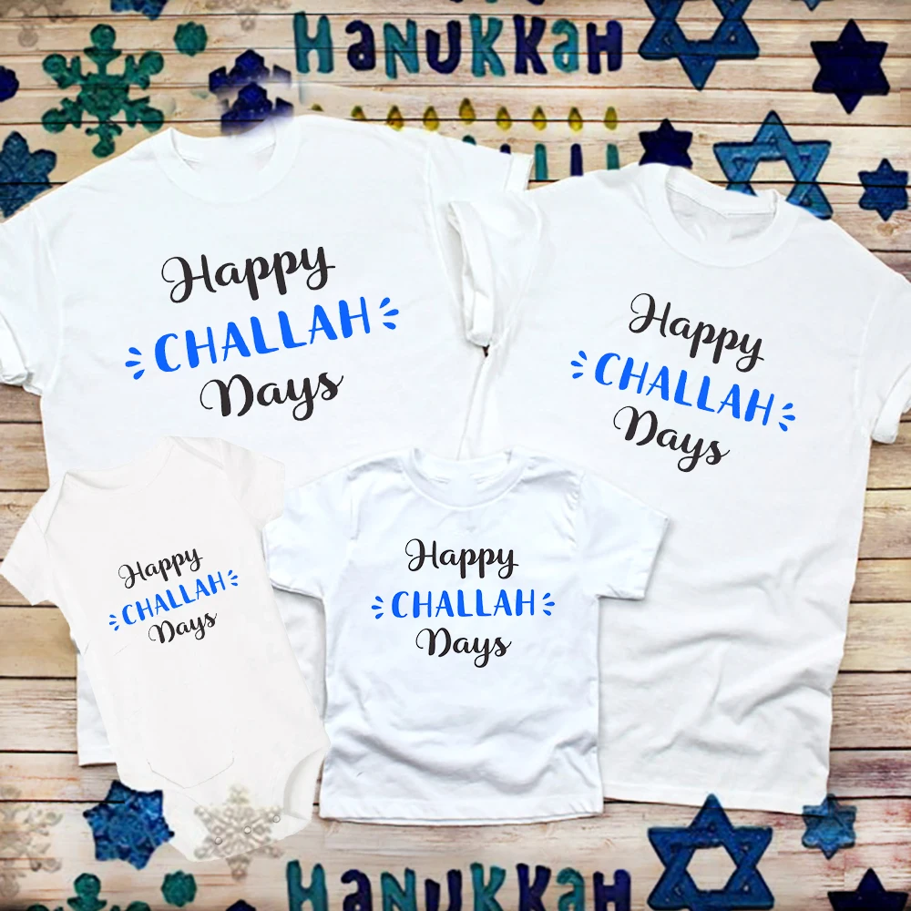 

Семейная одежда Happy Challah день, подходящие ко всему футболки, модная футболка с графическим принтом для мамы, папы, детей, футболка с коротким рукавом, подарок ХАНКА