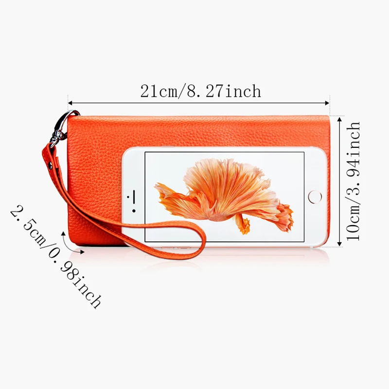BONAMIE New Long Genuine Leather Wallet Women Zipper Purse Fashion Purse Card Holder Wallet Female High Quality Clutch Money Bag