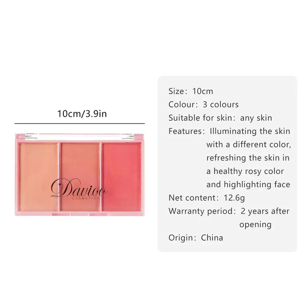 3 цвета палитра румян для лица легко носить макияж натуральная пудра румяна