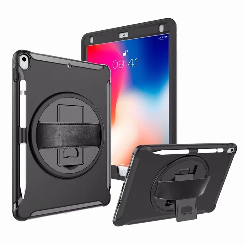 Black Чехол для iPad Pro 10,5 чехол для iPad Air 3 чехол с держателем для карандашей подставка с ремешком на руку сверхмощный полностью защищающий панцири чехол - Цвет: Black