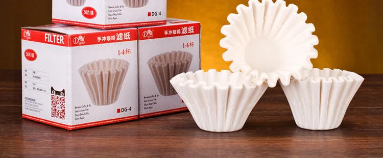 Empire DG-4 Hand Punch Coffee Filter Paper-Cake Wavy Style Filter Paper Circle Filter Cup Hourglass Filter Paper 50 PCs