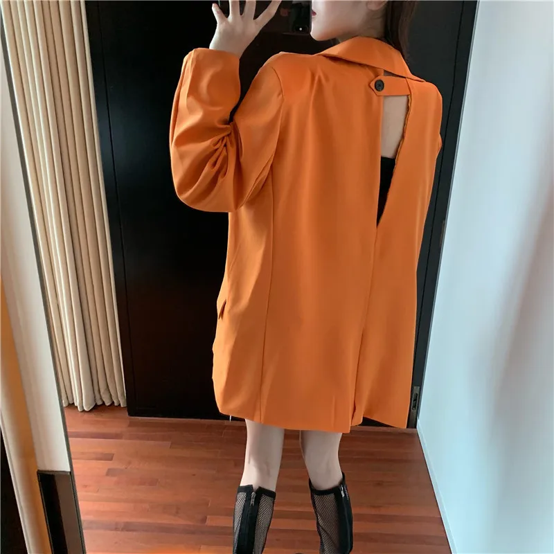 

Hong Kong Flavor Loose Autumn BF Hollow out Suit New Style Women's Casual 2019 Coat Young-Style Long Sleeve Explicit Solid Color