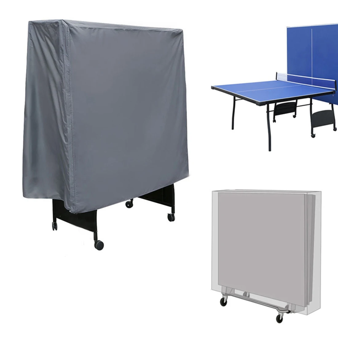 Tênis de Mesa Cobrir à Prova Bolsa de Armazenamento Capa de Mesa Cinza Oxford Ping Pong Mesas Dwaterproof Água Dobrável Resistente 152*52*144cm 8 Esporte e Lazer