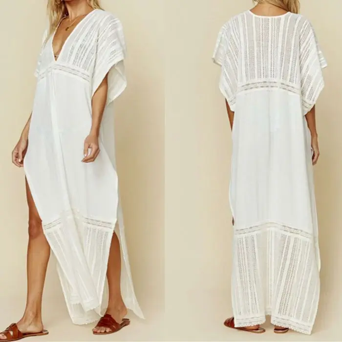 

Tunics for Beach Swimsuit Cover up Women Swimwear Long Kaftan Beach Cover up Beachwear Pareo Beach Dress Saida de Praia