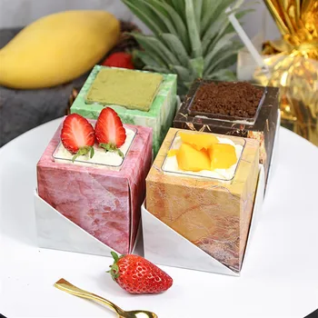 

10pcs High quality creative disposable dessert paper box party birthday favor cake ice cream decoration plastic cup with lid