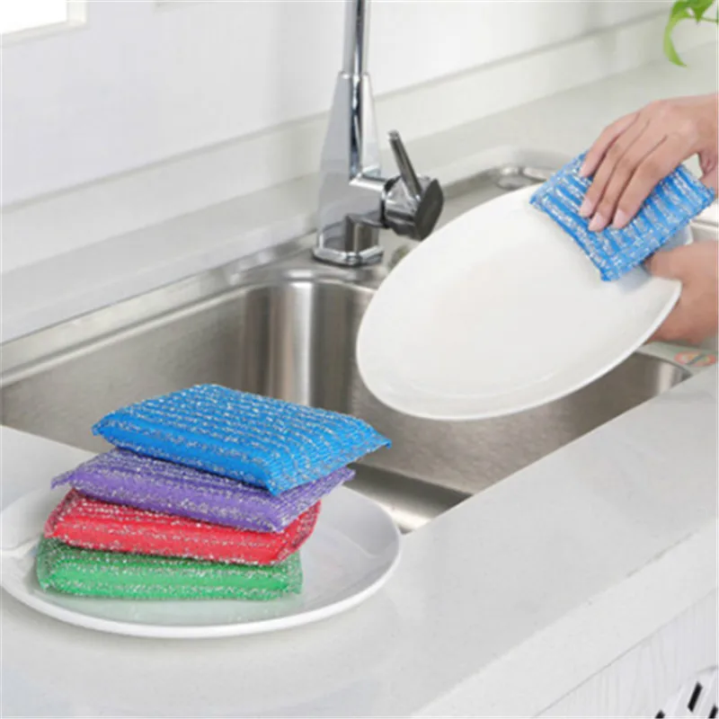 

4Pc Sponges Magic Cleaning brush Strong Non-Stick Oily Scouring Pad Dish Towels Kitchen Cleaning Brush Dishwashing Artifact NS11