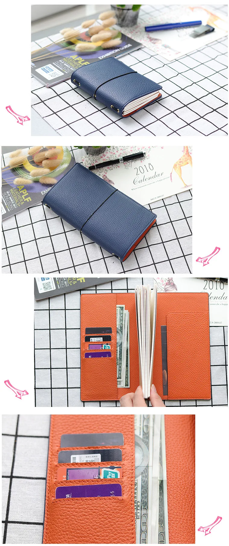 Grão de Couro Novo Litchi Viajante Notebook Genunie Couro Diário Receber Presentes Capa Dura Fucntion 7 Cheap Cadernos