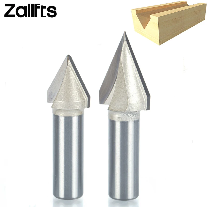 

Tideway 1/2" 12.7mm Shank 60 Degree V Groove Bit CNC Solid Carbide End Mill 3D Router Bits Wood Woodworking Milling Cutter