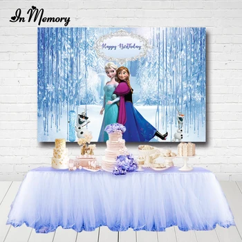 

InMemory Frozen 2 Princess Elsa Anna Girls Birthday Party Backdrop Ice Winter Photography Backgrounds For Photo Studio Custom