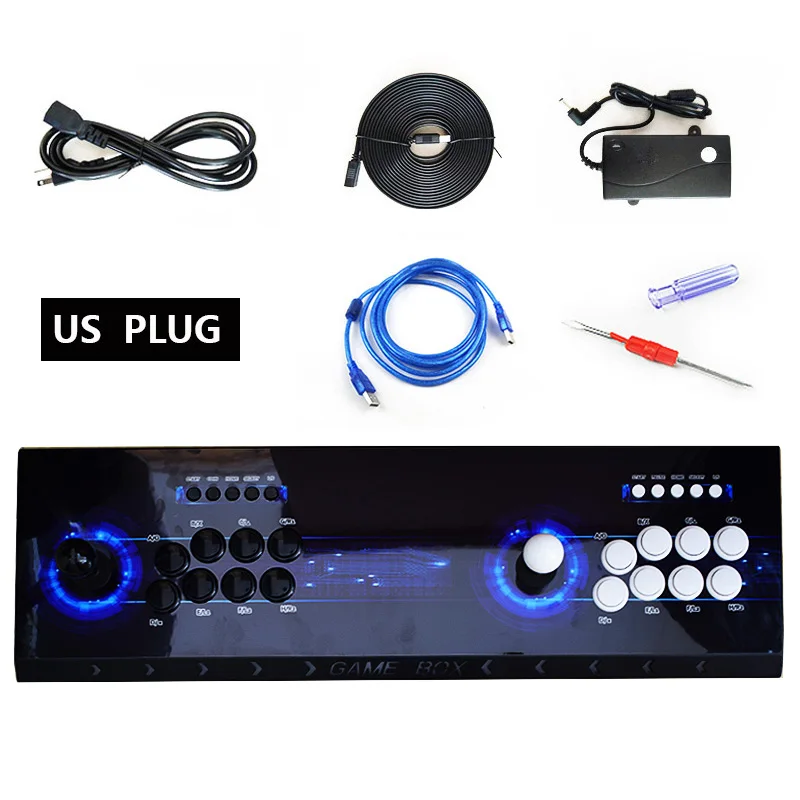 Type 2 US PLUG Pandora 9H 2199 аркадная консоль USB джойстик аркадные кнопки с светильник 2 игрока управление ретро 3D аркадная игра Коробка - Цвет: Type 2 US PLUG