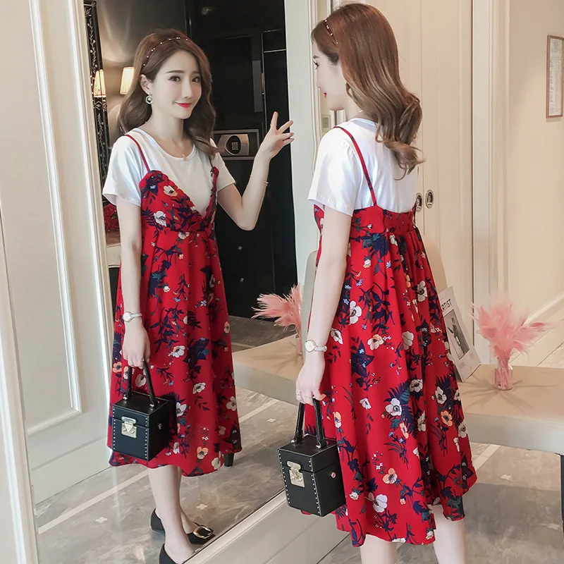 

2019 Maternity Clothes Summer Wear Chiffon Pregnant Women Two-Piece Set Pregnant Women Dress Maternity Dress Pregnant Women Set