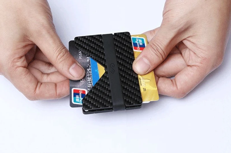Минималистичный тонкий карбоновый держатель для кредитных карт RFID несканирующий металлический кошелек мужской женский Carteira Masculina Billetera