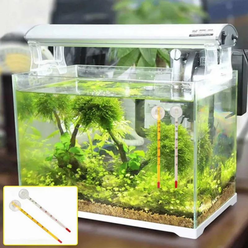 Termómetro sumergible de cristal con succión para acuario, termómetro de vidrio para pecera