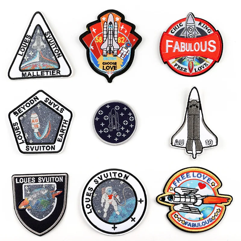 

Astronaut Badge Space Planet Spaceship Rocket Medal Embroidered Costume Decoration Iron-on Sew-on Clothes Backpack Jacket