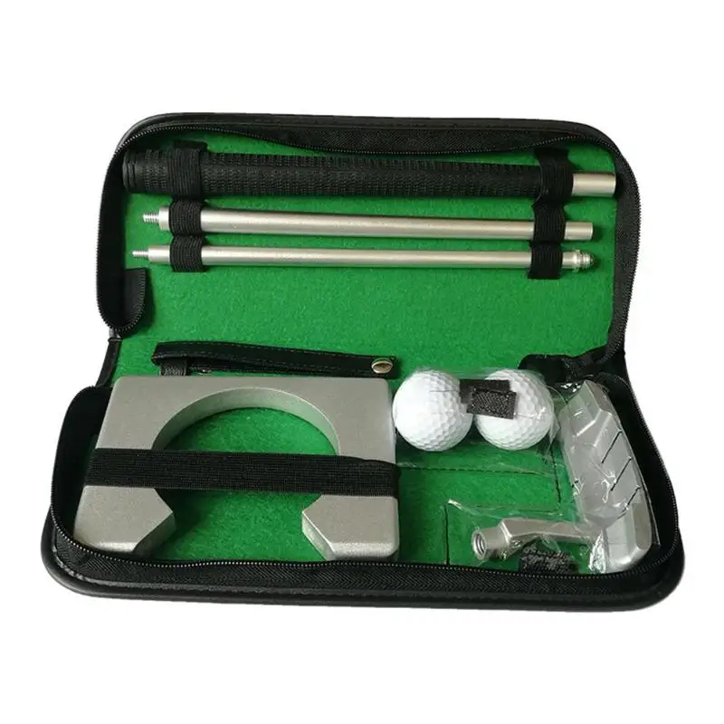Golf Putter Trainer Set with Carrying Case Golf Ball Holder Training Aids Folded Easy Carrying Gift Set Indoor Equipment Tool